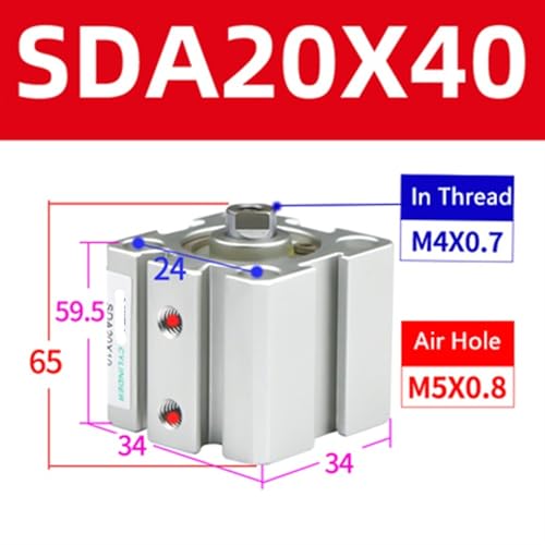 Vérin pneumatique compact SDA20 pour systèmes d'automatisation industrielle - 3