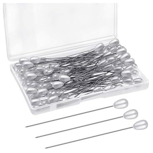 Corsage Boutonniere Pins Teardrop Pearl Head Pins Wedding Bouquet Pins White Straight Head Pins for DIY Crafts Jewelry Making Sewing Wedding Flower Decorations (100 Pieces with 1 Box)