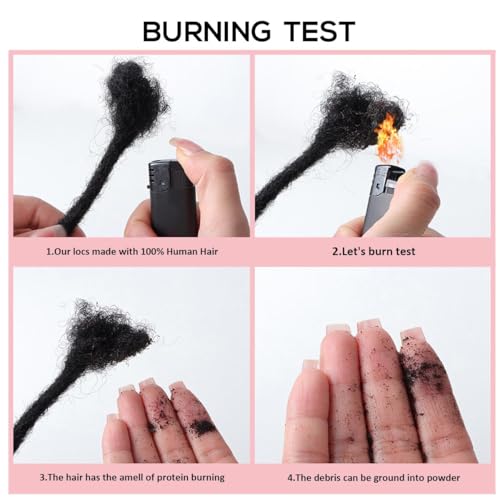 Lounoke 12 Inch 40 Strands Loc Extensions Human Hair, 0.6cm Pencle Size Dreadlock Extensions Human Hair for Women Men Full Handmade Permanent Dreads Locs(1B/30)