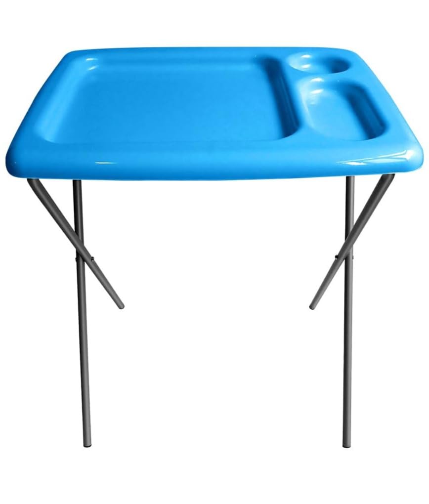 Folding TV Tray Table, Portable, Sturdy, Bright Blue (Single)