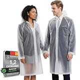welsberg Poncho de Lluvia Impermeable con Capucha y Mangas, Reutilizable, Chubasquero Impermeable para Hombre y Mujer, Ropa de Agua para Viajes y Exteriores, Talla Única, Transparente
