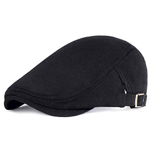 PORSYOND Béret pour Homme Été Chapeau Respirant Casquette Newsboy Flat Cap Casquette Couleur Unie Homme Accessoire de Vie Quotidienne (Noir 2) Cover