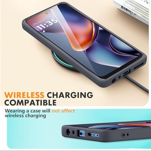 Image of DIZORO Microfiber Candy Case for Motorola Edge 60 Pro 5G Smooth Touch Cushion Liquid Soft Silicone Gel Rubber Phone Cases Non-Slip Full Body Protective Shockproof Back Cover - Space Grey