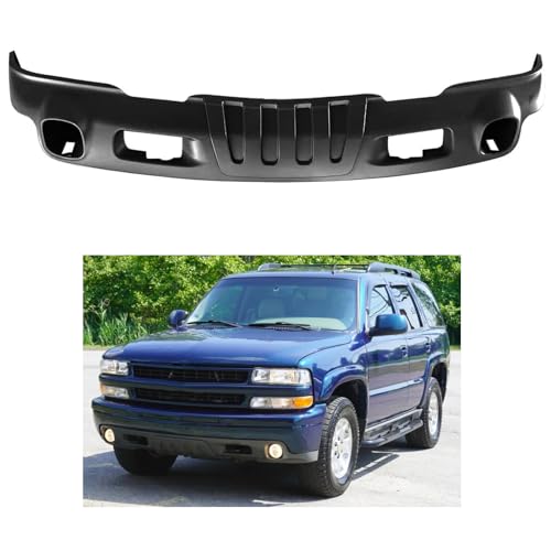 Front Lower Valace Bumper Cover and Grille Set Fit for 2000-2006 Chevy Tahoe Z71, Front Bumper Textured Air Deflector with Fog Light Holes Replaces GM1092209