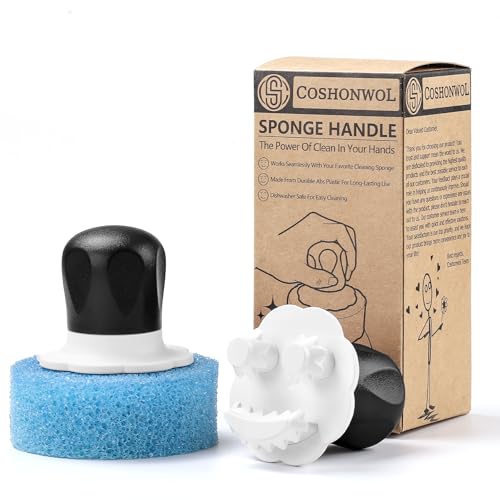 Sponge Hub Handle for Scrub Daddy Sponges | Ergonomic Palm Brush Holder for Oven, Stove, Bathroom – 2 Pack (Sponges Not Included)
