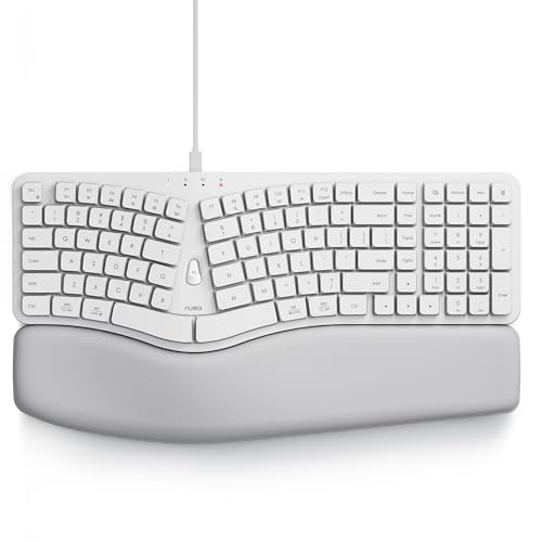 Image of Nulea Ergonomic Split Keyboard, Wired Natural Typing Keyboard with Integrated Palm Rest for Wrist Pain Relief, 2-in-1 Type C&Type A Plug for Mac,Windows,Office & Home(White)