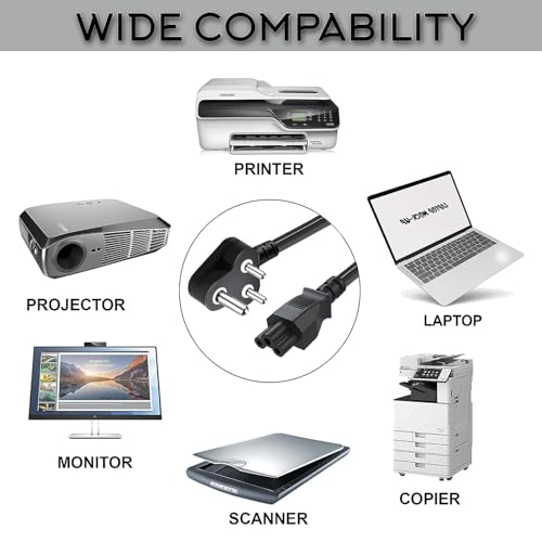 Image of WeFly 3 Pin AC Laptop Power Cord 1.5Meter Universal Power Cable for De /ll H /P LG Len /OVO As /us Ac /er TOS /hiba So /ny Laptops /Notebooks, Monitors, Printers, (3 Pin Laptop Power)