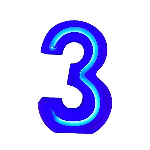 QiaoFei Lys upp Marquee bokstäver lampor bokstäver neonskyltar, väggdekor/bordsdekor för hem bar jul, födelsedagsfest, alla hjärtans dag ord – blå siffror (3)