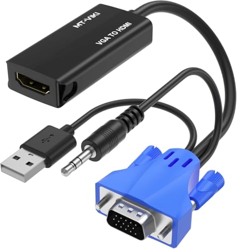 NALACAL VGA to HDMI Adapter, 1080P Converter with Audio+USB Power from VGA Computer/Laptop to HDMI TV/Monitor, Male to Female (1 Pack)