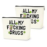 HZMLYDJ 2 PCs Weed Gifts Funny Gifts Makeup Bag Marijuana Gifts Cosmetic Bag, Weed Accessories Gag Gifts, Friendship Gifts for Women Girls Best Friends Coworkers Christmas birthday Gifts Zipper Pouch