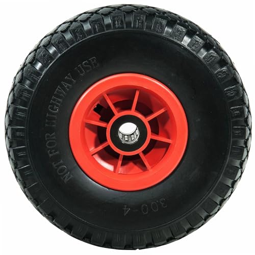 WERKA PRO Roue Increvable 10'' - Ø260 x 75 mm - Alésage 25 mm - Rouge - Pneu Plein avec Roulement à Billes - Pour Diable et Chariot - Usage Bricolage - 0,94...