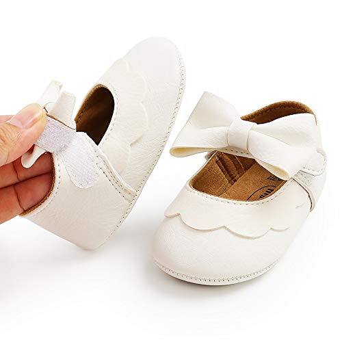Lafegen Baby Girls Mary Jane Flats With Bownot Non Slip Soft Sole Pu Leather Newborn Infant Toddler First Walker Cirb Dress Shoes thumb #3
