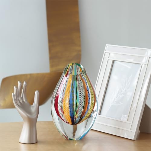 Elegant Murano-style art glass vase model low, perfect for modern home decor.