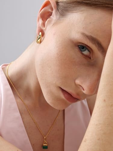 Image of FRUMOS 18K Gold Plated Chunky Hoop Earrings for Women Fashion Thick Gold Hoops Set Jewelry for Birthday Christmas Gifts