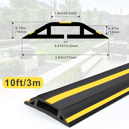 Cubierta protectora para cables de piso de 10 pies, conducto de PVC resistente y fácil de desenrollar, previene riesgos de tropiezo para uso en hogar, oficina o exteriores miniatura 2