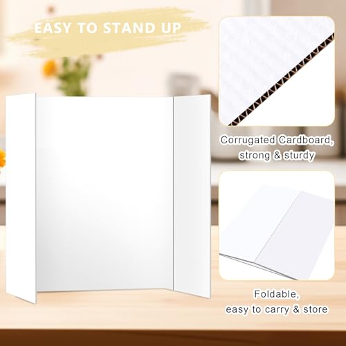 Image of HAUTOCO 3 Pcs Small Trifold Poster Board 21 x 14 inches Tri Fold Presentation Boards White Corrugated Project Boards for Science Fair, School Project, Event Displays, Business (Pack of 3)