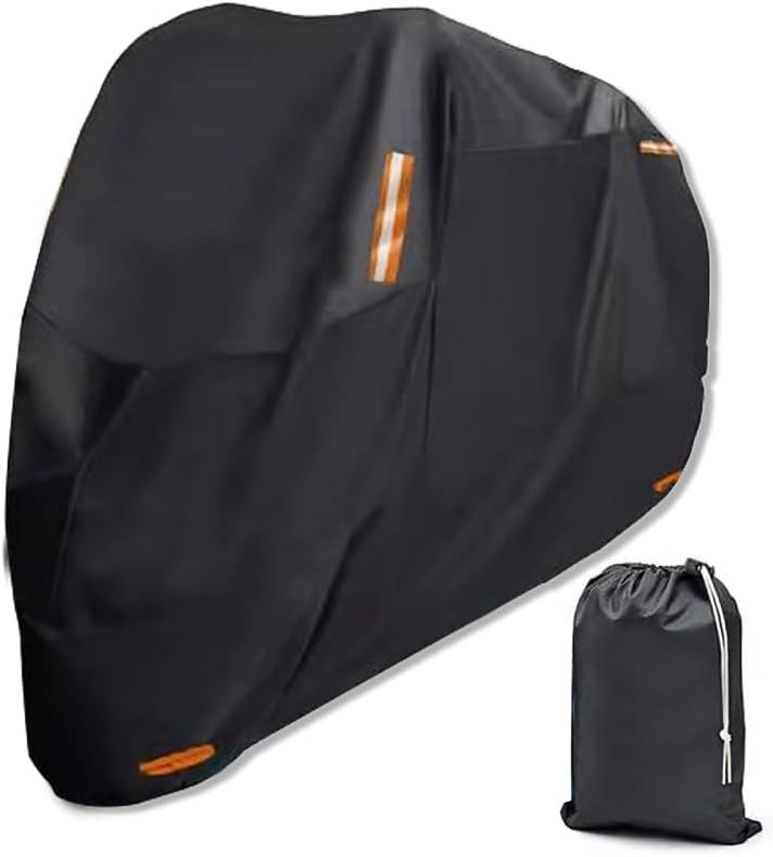 Motorcycle Cover, Thick, 420D, Large Mooped, 125cc, 250cc, 400cc, Medium Size, Waterproof, Heat Resistant, Heavy Duty, Melt Resistant, UV Protection, Anti-Theft, Tear Resistant, Black