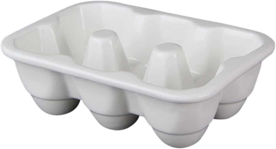 Angoily 6 Egg Tray Ceramic Eggs Keeper Egg Plates Egg Organizer Egg Holder for Fridge Egg Rack for Refrigerator Can Organizer for Fridge Ceramic Tray Storage Box Ceramics White Dumpling