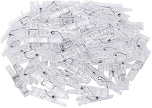 LASSUM 50 Pcs Mini Clear Plastic Clothespins, Utility Paper Clips, Photos Clip, Clothes Line Clips