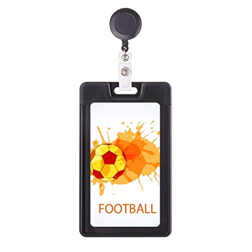 Badge de football orange rétractable porte-carte rigide pour étudiant