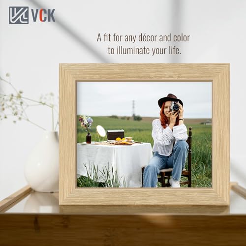 Image of VCK 8x10 Picture Frame Set of 3, Natural Wood Frames, Gallery Wall Decor Photo Frames for Wall Mounting Horizontally or Vertically