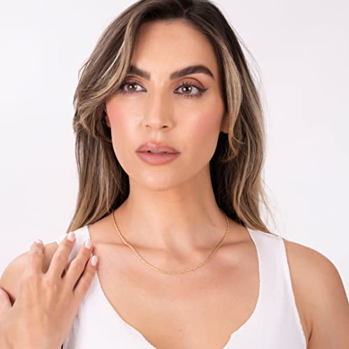 Barzel 18K Gold Plated Rope Chain Necklace - Made In Brazil (2 Milimeter, 22 Inches) #TOP3