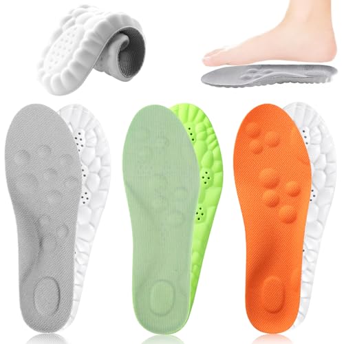 Plantillas Memory Foam Plantilla Fascitis Plantar 3 Pares Plantillas Pies Planos para Mujer y Hombre Insoles Pies Cavos Palmilhas Transpirables para Zapatillas Deportes Trabajo Botas (39-40 EU 255mm)