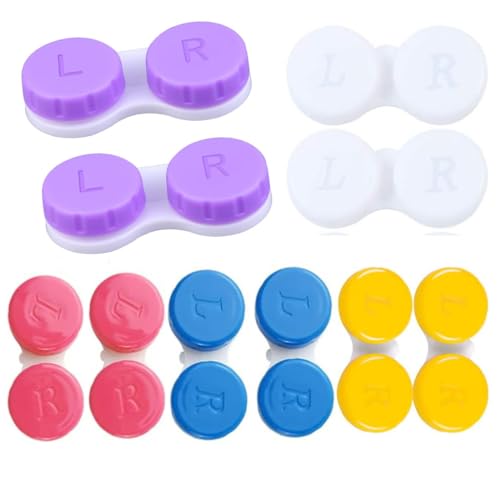 10 Piezas Caja de Lentes de Contacto, Stuche de Lentes de Contacto Kit de Viaje, Estuche para Lentes de Contacto con Tapas Izquierda/Derecha para Viajes en Casa al Aire Libre, Caja Para Lentillas