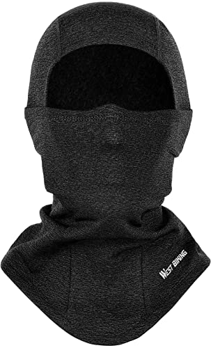 West Biking Balaclava Face Mask, Windproof Thermal Polyester Mask Cover Hooded Hat for Men Women Breathable Full Face Neck Gaiter Headgear for Cycling Motorcycle Full Face Neck Gaiter Headgear Black