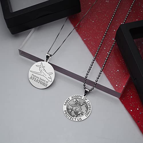 PicturesOnGold.com Saint Joseph of Cupertino Aviator Religious Medal - 2/3 Inch Size of Dime, Sterling Silver4