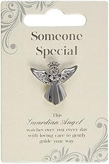 Guardian Angel Brooch for Someone Special, Angel Badge with Rhinestone for Men and Women, Gift with Inspirational Message, Lapel Pins-Silver-One Size-Unisex