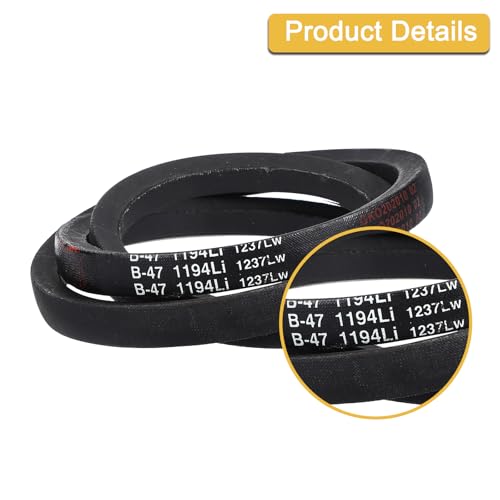 Image of uxcell 3 Pack B47 Classic Wrapped V-Belt, 50 inch Outside Circumference Wrapped Industrial Rubber V-Belt B Profile V-Belt for Industrial Machinery Equipment, Black