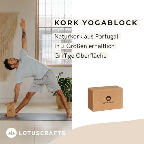 Foto von Lotuscrafts Yogablock Kork “Supra Grip” (klein) - ökologisch hergestellt - Yogaklotz aus 100% Naturkork - Korkblock für Yoga und Pilates - Yoga Block für Anfänger und Fortgeschrittene
