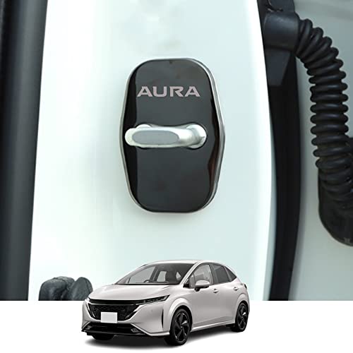 Kakash 日産専用ステンレスドアロックカバー 保護バックルカバー 防錆 ラッチストップ インテリアモールディング ステンレス スチールカースタイリング プ外装カスタムパーツ アクセサリー爪キズ防止 防止防塵 取り付け簡単 車種専用設計4点セット(ブラッ