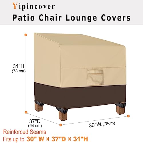 Yipincover Patio Chair Covers Waterproof 2Pack Heavy Outdoor Furniture Covers Thick Deep Seat Lounge Covers 600D Oxford Cloth(Beige & Brown,30" W×37" D×31" H)-1Year Warranty #TOP2