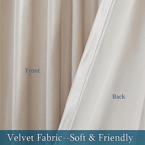 Image of PRIMROSE Cream Ivory Curtains 72 inch for Living Room,2 Panels Drapes Blackout Rod Pocket Back Tab Window Treatment Room Darkening Thick Decorative Curtains for Bedroom