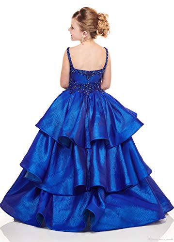 Honeydress Girl's Hight Low Girls Pageant Dresses Square Neck with Straps Beaded Kids Evening Party Dresses3
