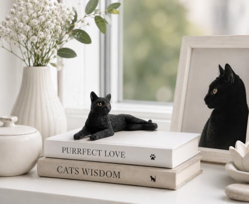 Statuette de chat miniature noir, cadeau pour passionnés - 3