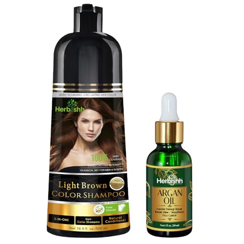 Herbishh Light Brown Shampoo Tinte 3 en 1 para Canas 500 ml