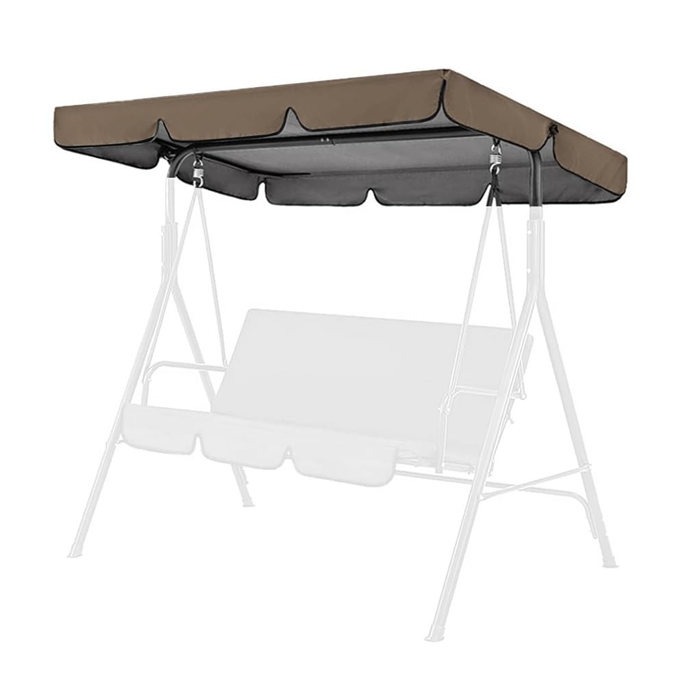 BEWEGNLNHK Outdoor Swing Canopy Replacement Top Cover 2 3 Seater Patio Swing Cover Waterproof Porch Swing Canopy Replacement Top Cover Sun Shade Swing Cover(Brown,195x125cm(77x49in))