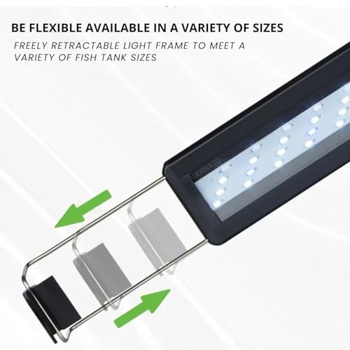 Image of VAYINATO Plastic (LY-30S Fit for 30-40Cm Tank) Aquarium LED Light (Blue+White) Corded Electric Single Color Mode LED Light Ultra Slim Black Light water Proof with Extendable Bracket