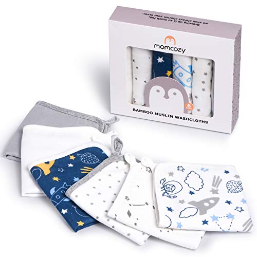 Momcozy Toalla Muselina para Beb, 6 Piezas Toalla Facial de Bamb y Algodn, Paos Muselina Cmodo y Transpirable 25x25cm, Muselina Multifuncional Infantil, Adecuada para Nios y Nias