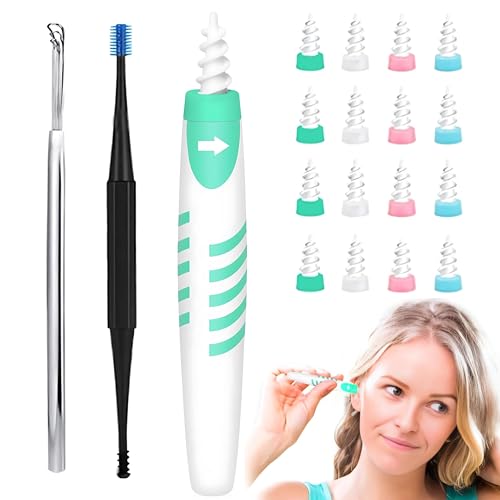 19 Pcs Ear Wax Remover, Ear Wax Cleaners UK, Ear Cleaner, Ear Wax Removal Tool Spiral Soft Ear Wax Removal Tool with Washable Tips Spiral Ear Cleaner Earwax Cleaning Tool Kit Suitable for Adult Kids