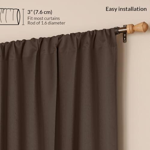 Image of HOMEMONDE 100% True Blackout Curtains 10 Feet Long Door - Pack of 2 Curtains, Embossed Panels Light Block Thermal Insulated & Noise Reducing Top Style Rod Pocket Curtains (Abstract Brown, 120Inch)