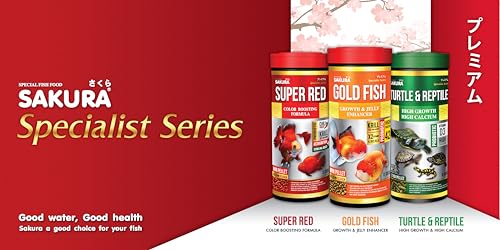 Image of Sakura Super Premium Special Food for Gold Fish with Krill,Vitamin (A,B12,D3,K) & Probiotic Mini Pellet 1.5 mm- 50 Gm,Small