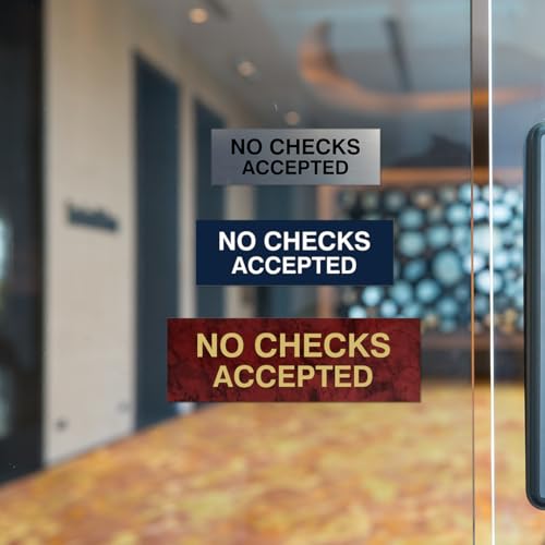Panneau No Checks Accepted pour Comptoir de Boutique Restaurant Argenté - 4