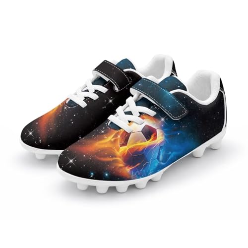 Fonplted Fashion Kids Soccer Cleats Size 13 Lightweight Football Shoes for Boys Easy On/Off Sneakers for Football Training & Practice Cool 3D Soccer