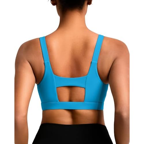 RUNNING GIRL Sports Bra for Women High Support, Molded Cup High Impact Sports Bras for Women Large Bust A-blue Large