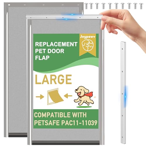 2 Pack Large Dog Door Replacement Flaps with 1 Metal Bracket and Screws, Compatible with Petsafe Freedom Doggie Doors, PAC11-11039 10 1/8