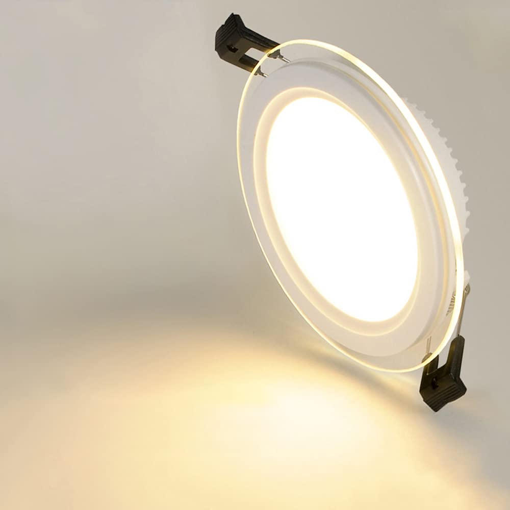 LED Einbau-Downlights,Runde Lichtleiterplatte Aus Glas LED Einbaustrahler,6W 9W 12W 18W Deckeneinbauleuchte,Extraflach 45 Mm Tiefe,Inklusive Transformator,Pack ×10